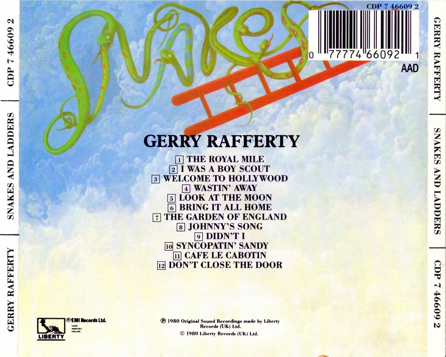 Snakes & Ladders — Gerry Rafferty back cover