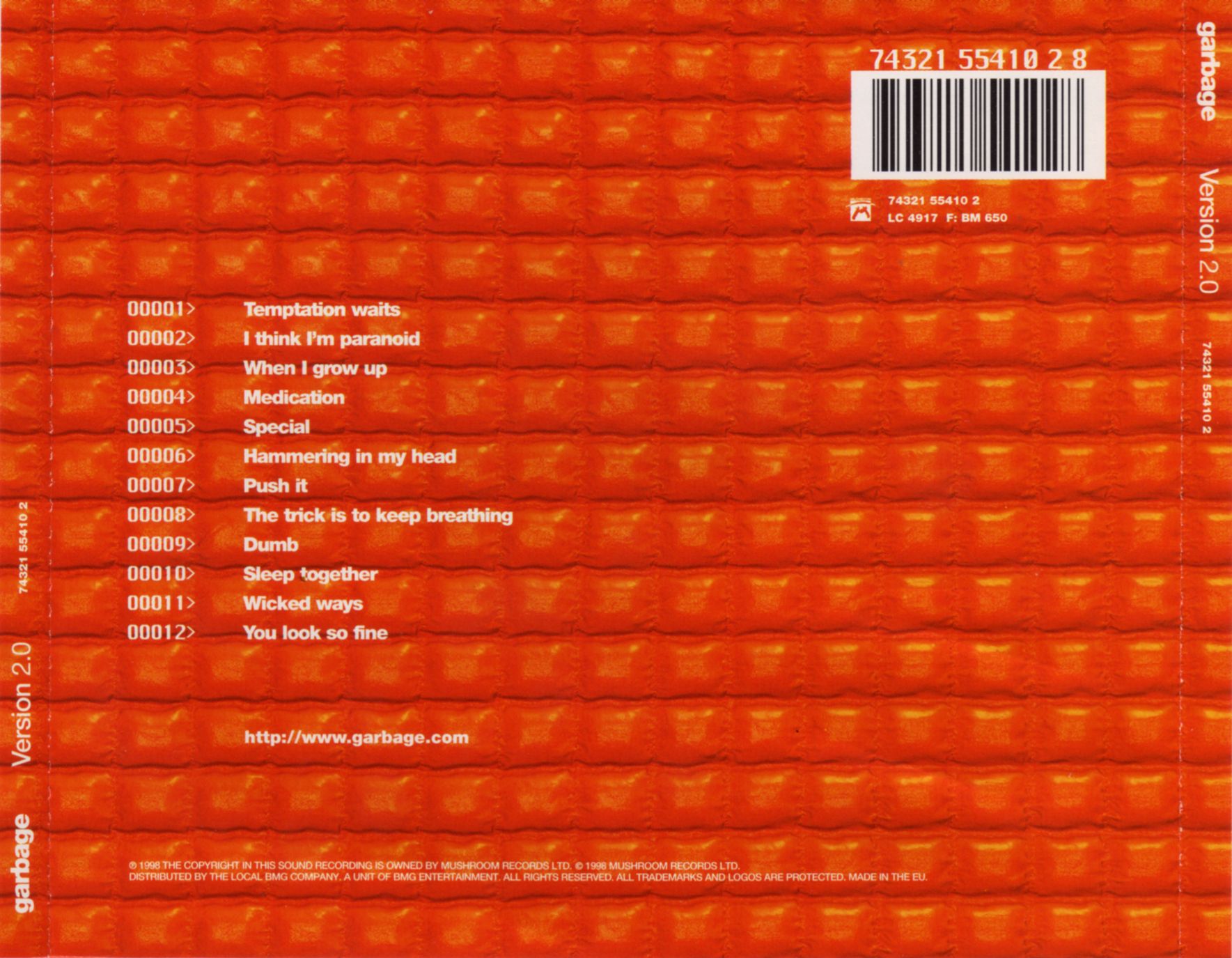 Version 2.0 â€” Garbage back cover