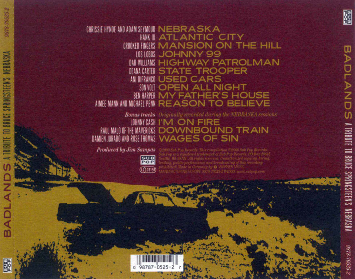 Nebraska — Bruce Springsteen back cover