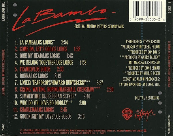 La Bamba (Original Motion Picture Soundtrack) — Los Lobos back cover