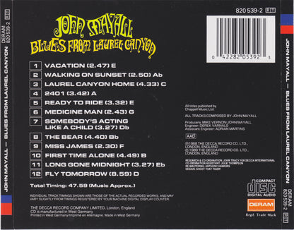 Blues from Laurel Canyon — John Mayall back cover