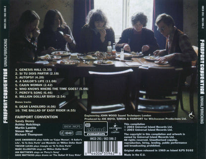 Unhalfbricking — Fairport Convention back cover