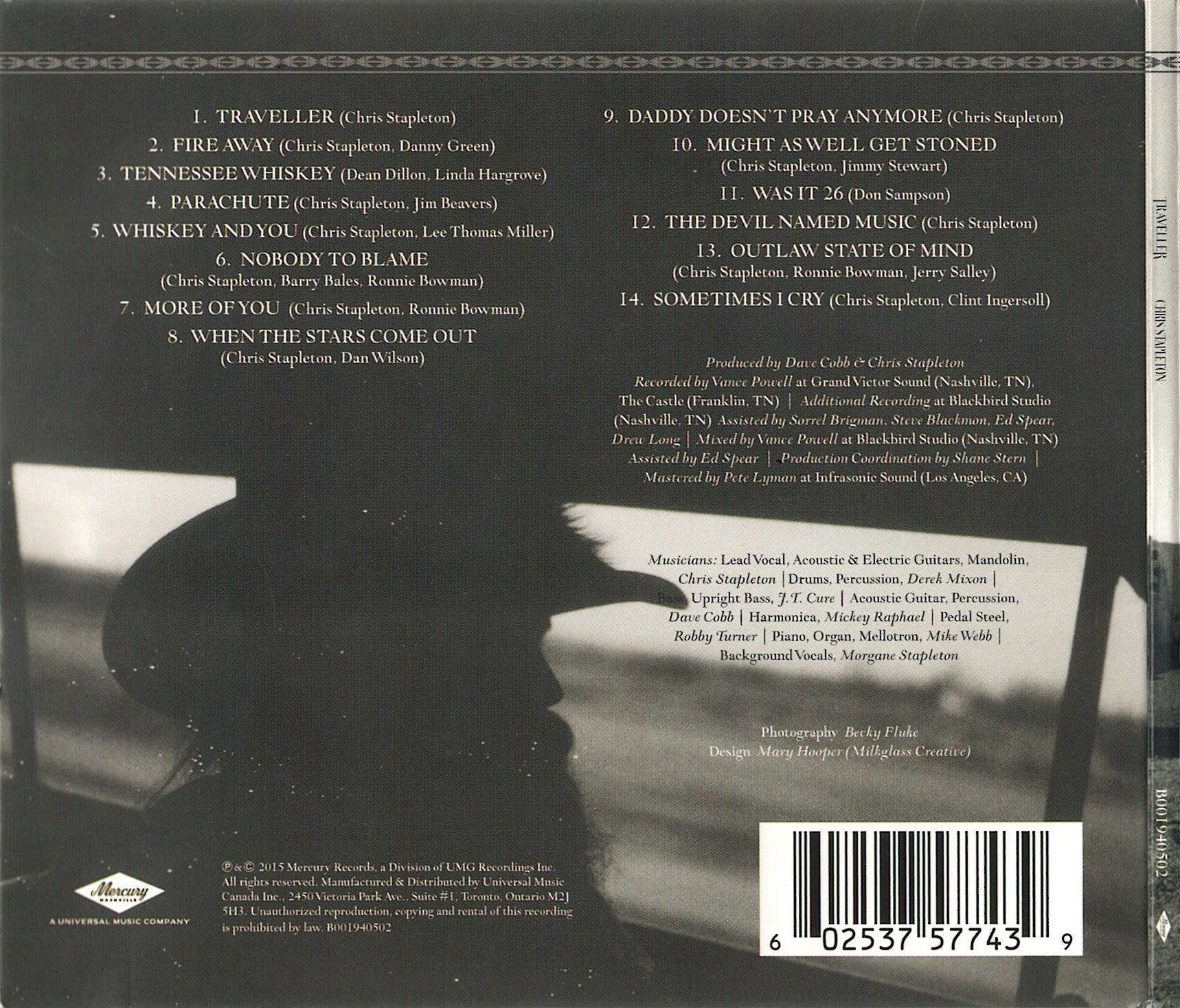 Traveller — Chris Stapleton back cover