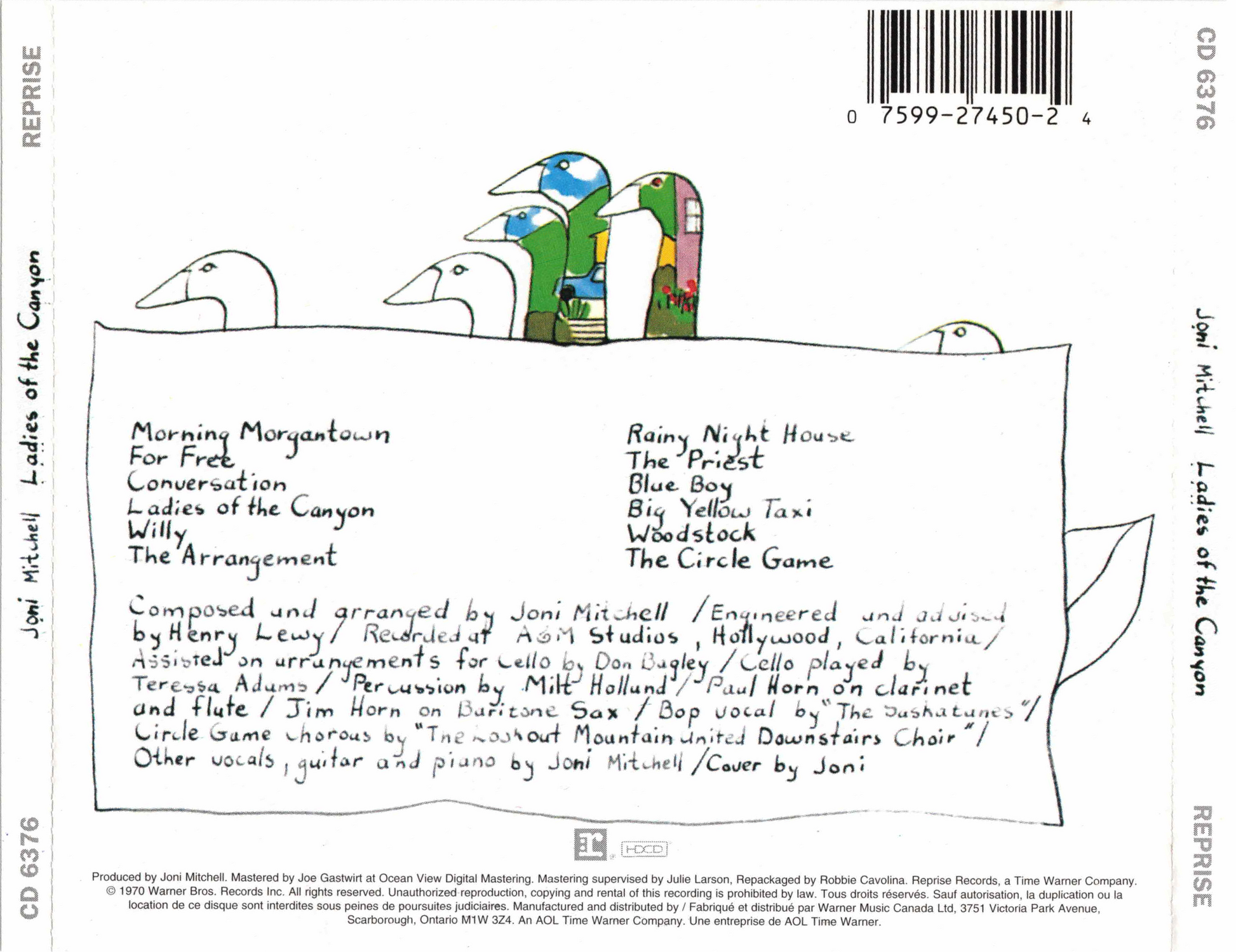 Ladies of the Canyon — Joni Mitchell back cover