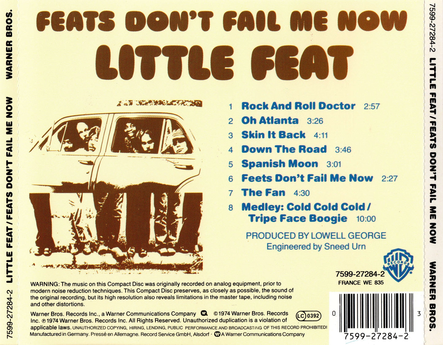Feats Don't Fail Me Now — Little Feat back cover