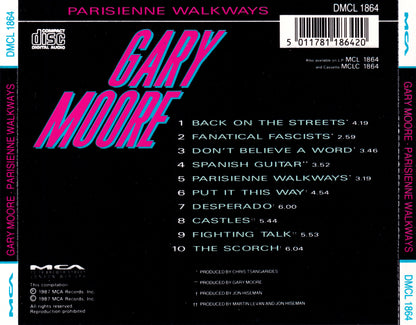 Parisienne Walkways — Gary Moore back cover