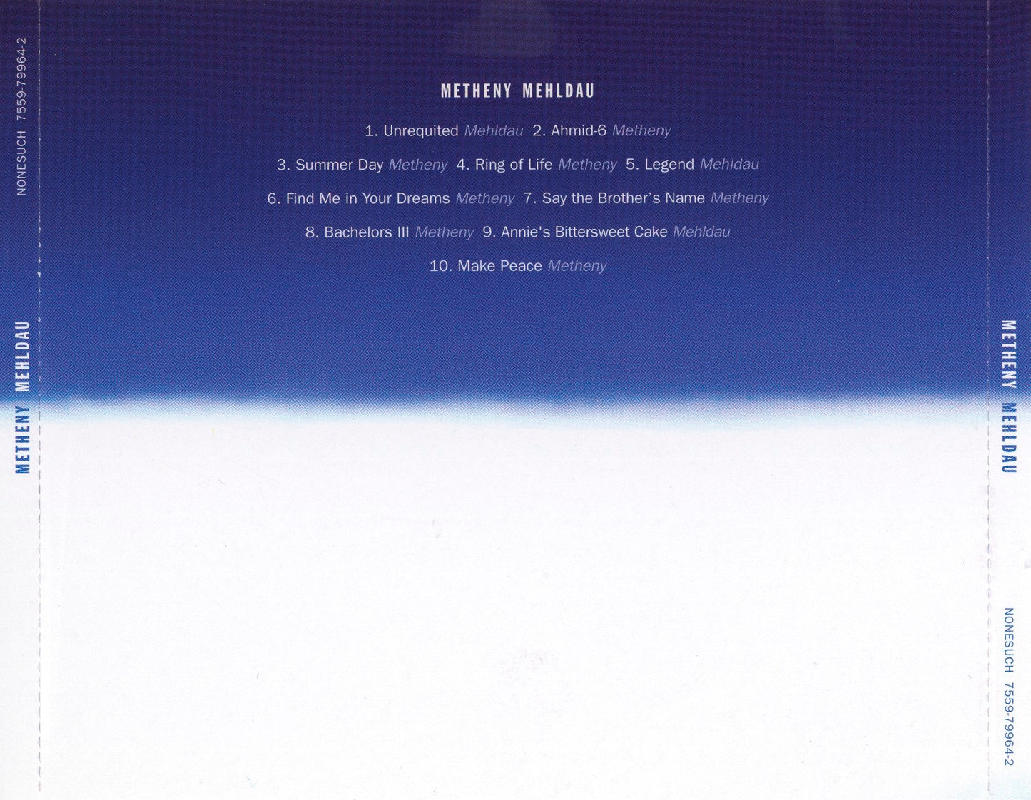 Metheny Mehldau — Brad Mehldau/Pat Metheny back cover