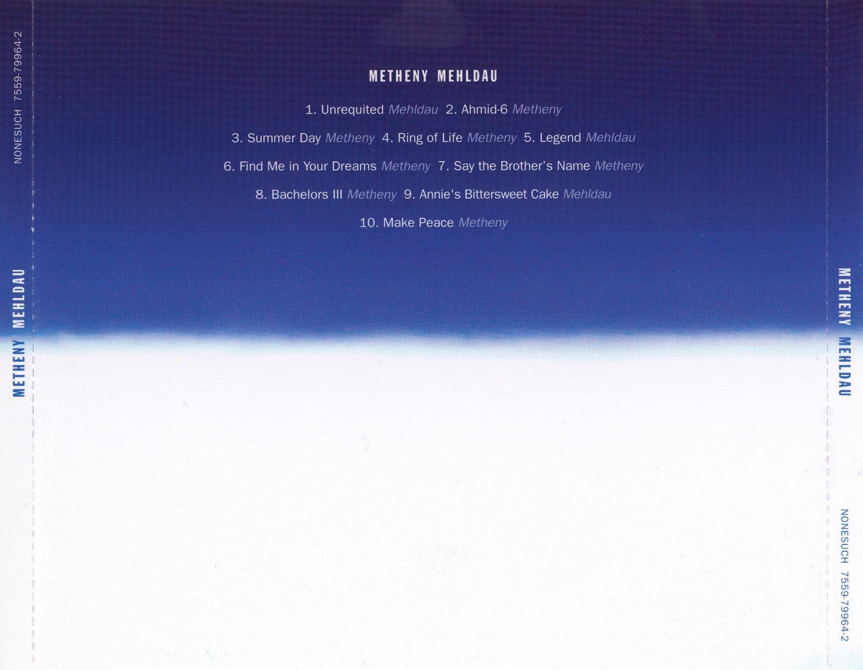 Metheny Mehldau — Brad Mehldau/Pat Metheny back cover