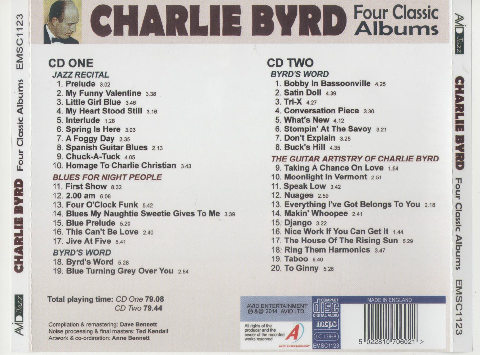 Four Classic Albums — Charlie Byrd back cover