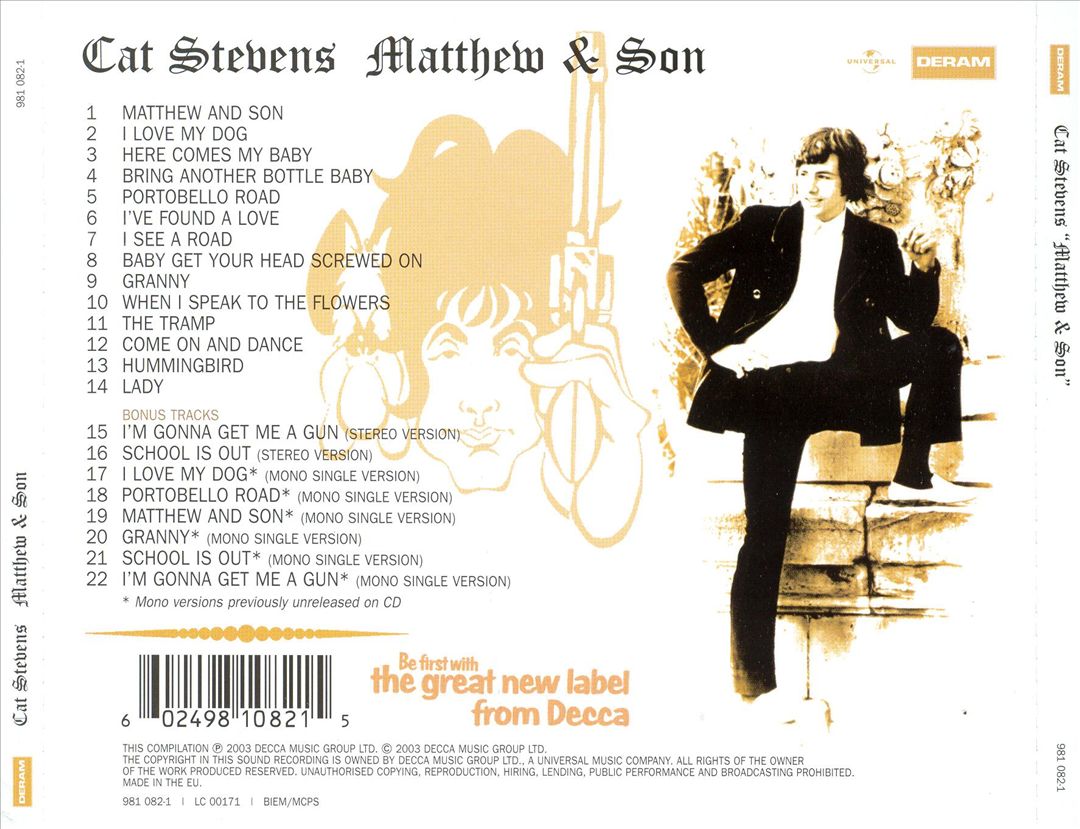 Matthew & Son — Cat Stevens back cover