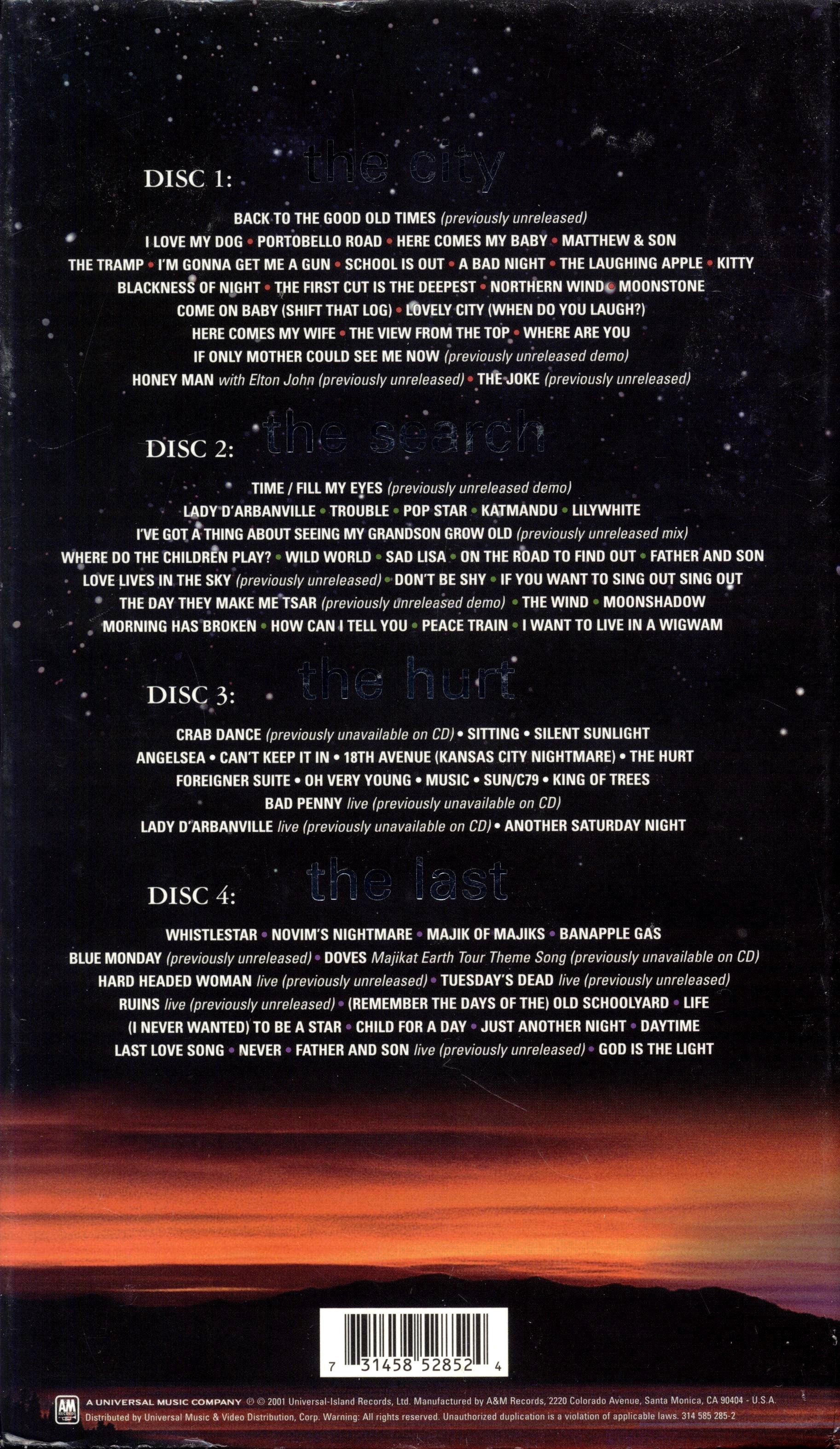 Back to Earth — Cat Stevens back cover