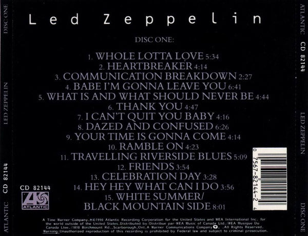 Led Zeppelin [Box Set] â€” Led Zeppelin back cover