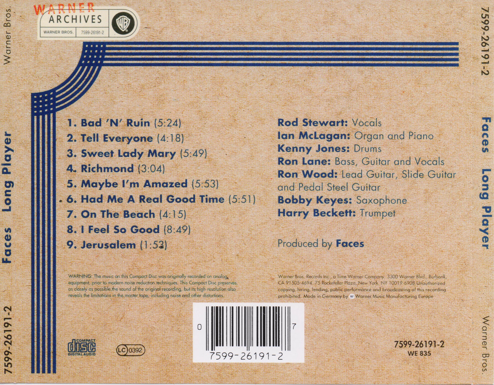 Long Player — Faces back cover