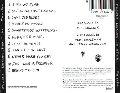 Behind the Sun — Eric Clapton back cover