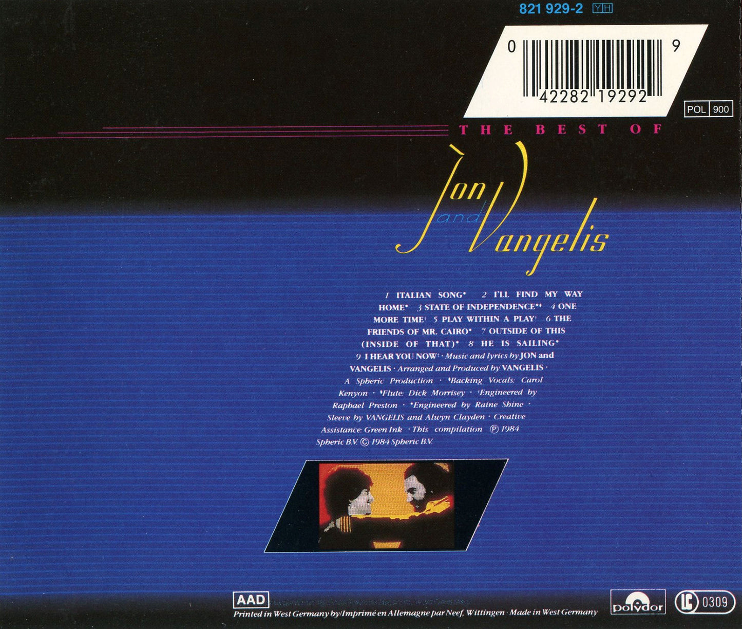 Friends of Mr. Cairo â€” Jon & Vangelis back cover