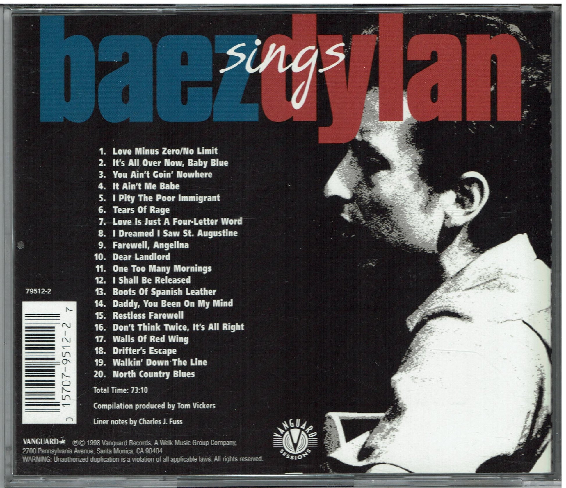 Baez Sings Dylan â€” Joan Baez back cover