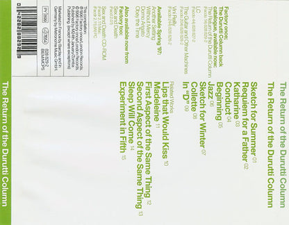 The Durutti Column — Durutti Column back cover