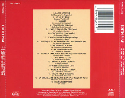 Edith Piaf - The Best Of — Édith Piaf back cover