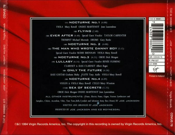 Night Music — Joe Jackson back cover