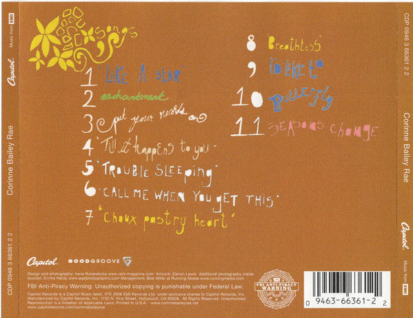 Corinne Bailey Rae — Corinne Bailey Rae back cover
