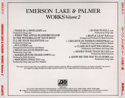 Works Volume 2 — Emerson, Lake & Palmer back cover