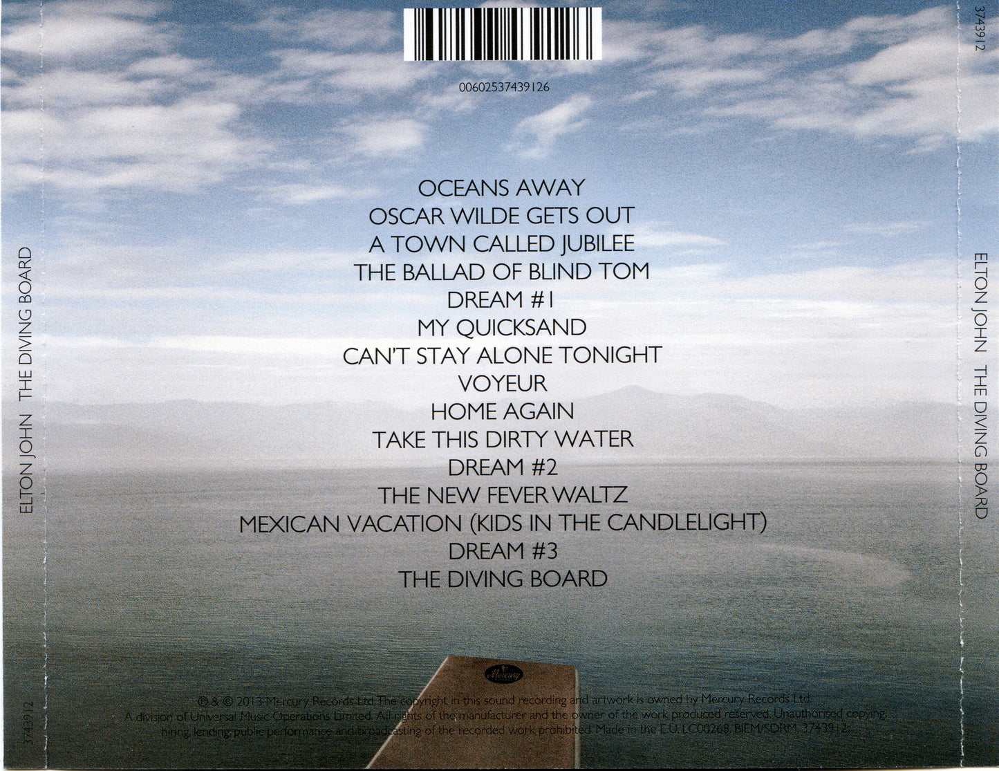 The Diving Board — Elton John back cover