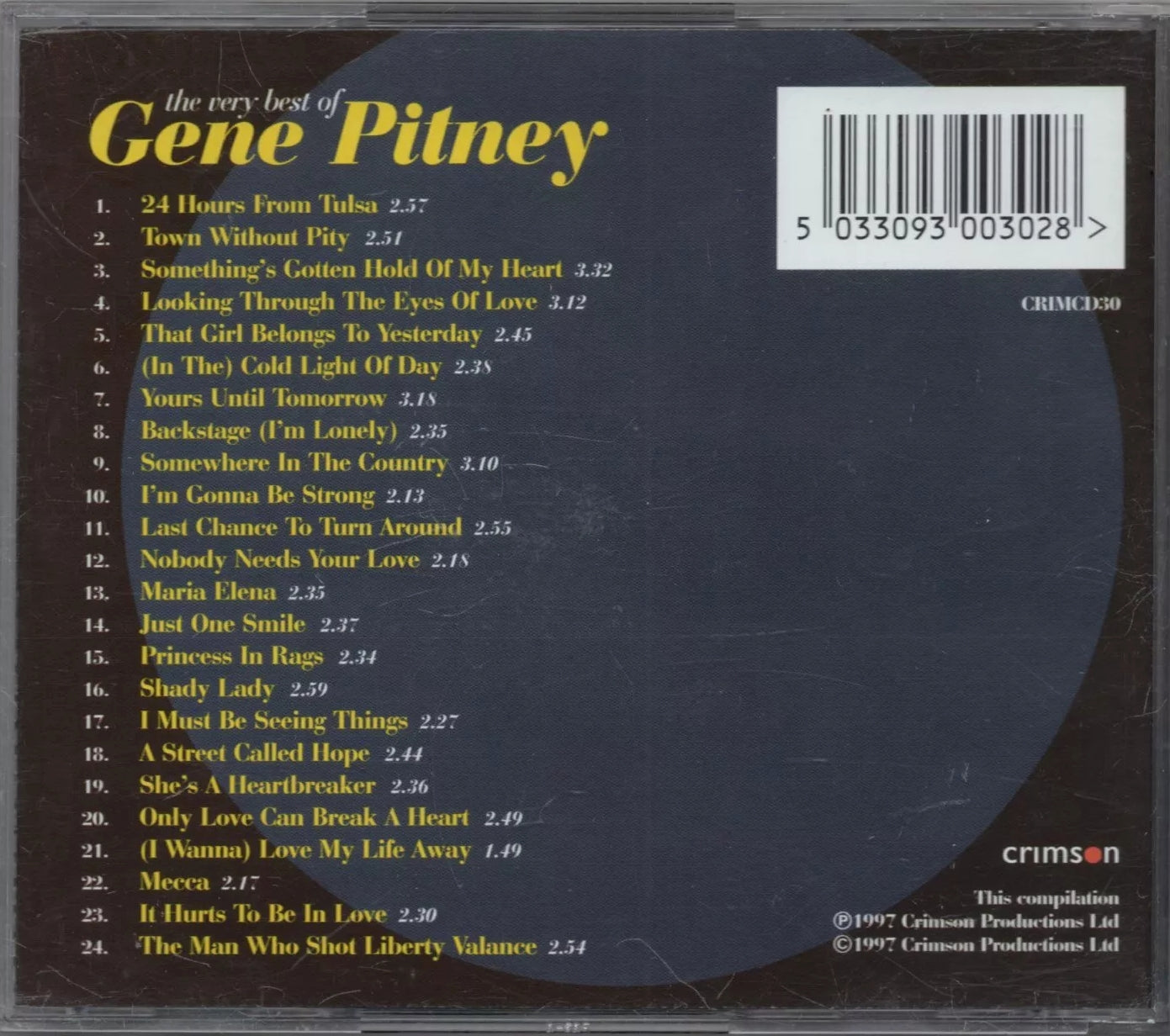 Backstage I'm Lonely — Gene Pitney back cover