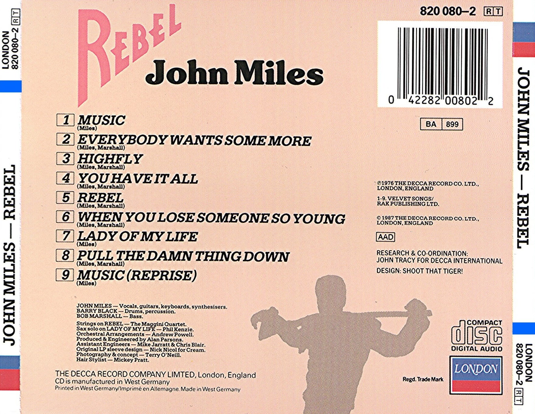 Rebel — John Miles back cover