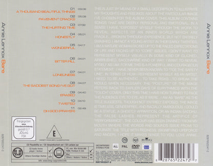 Bare — Annie Lennox back cover