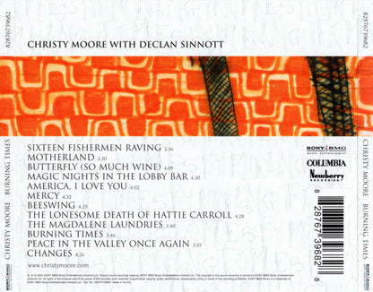 Burning Times — Christy Moore back cover