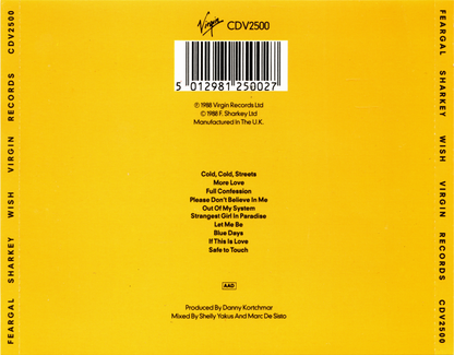 Wish — Feargal Sharkey back cover