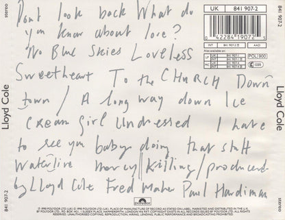 Lloyd Cole — Lloyd Cole back cover