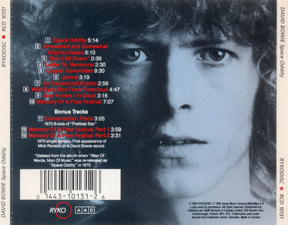 Space Oddity — David Bowie back cover