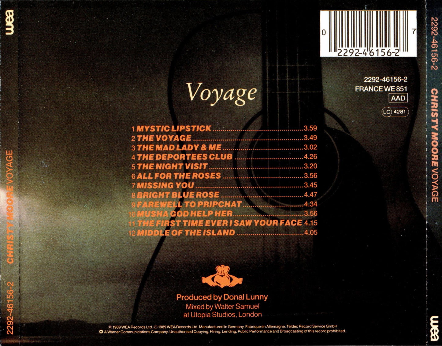Voyage — Christy Moore back cover