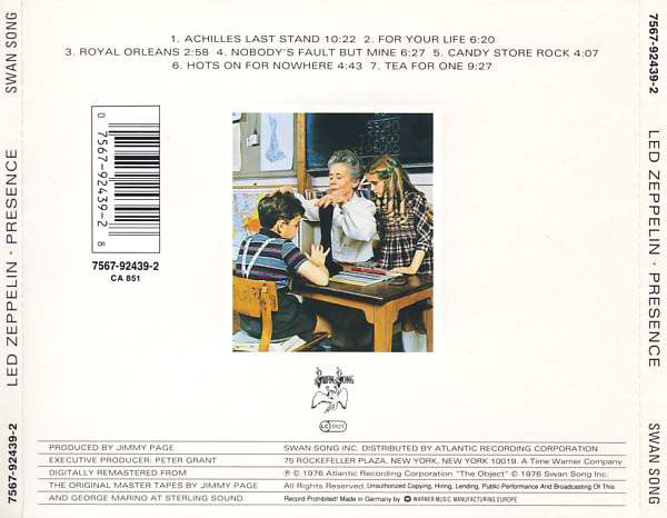 Presence — Led Zeppelin back cover