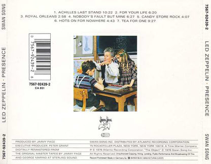 Presence — Led Zeppelin back cover