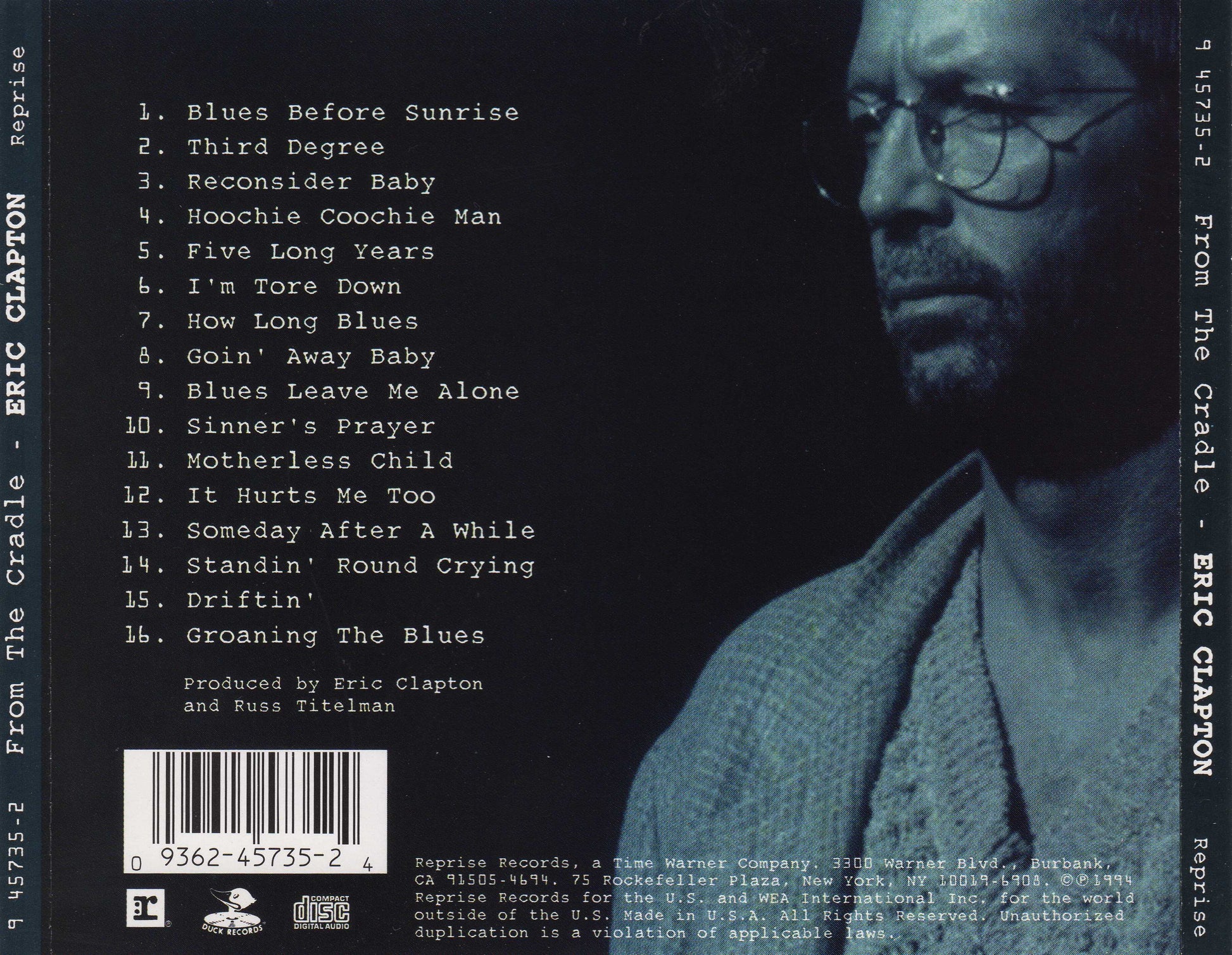 From the Cradle — Eric Clapton back cover