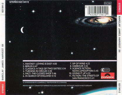 XII — Barclay James Harvest back cover