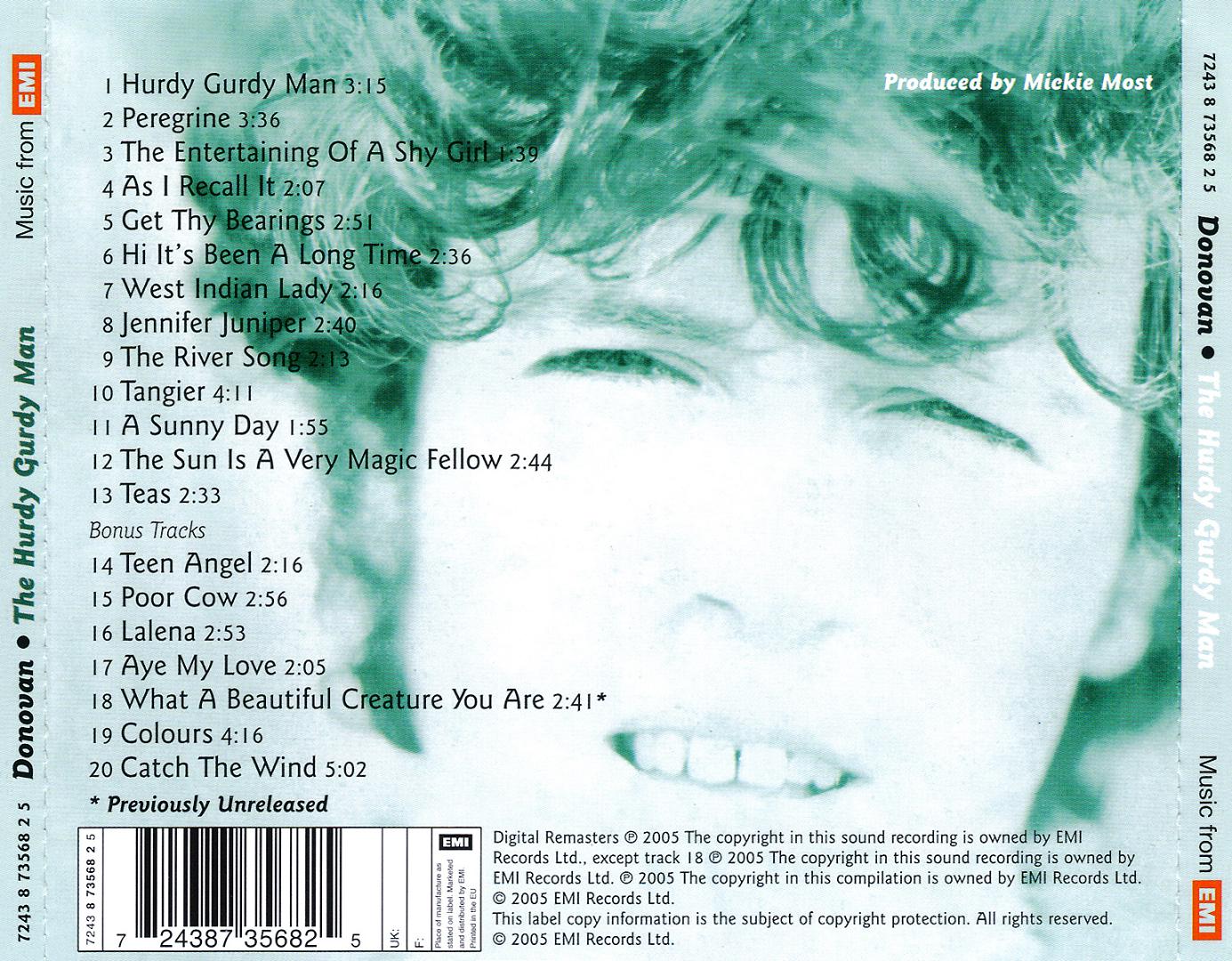 The Hurdy Gurdy Man [Bonus Tracks] — Donovan back cover