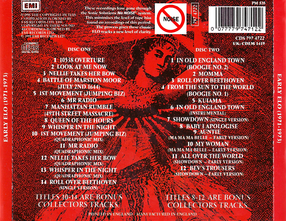 Early ELO 1971-1973 — Electric Light Orchestra back cover