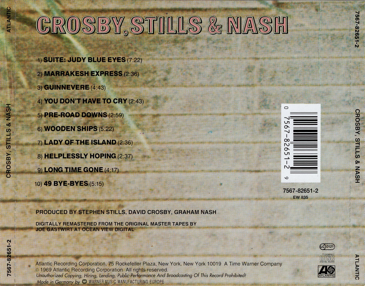 Crosby & Nash — Crosby & Nash back cover