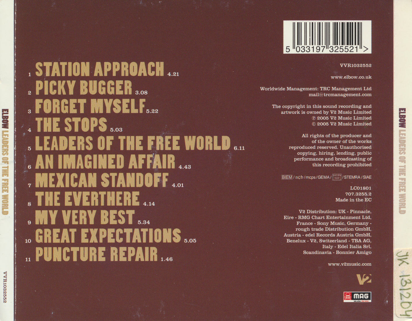 Leaders of the Free World — Elbow back cover
