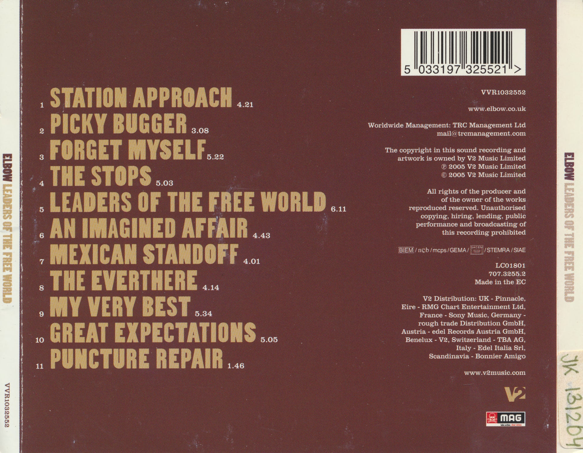 Leaders of the Free World — Elbow back cover