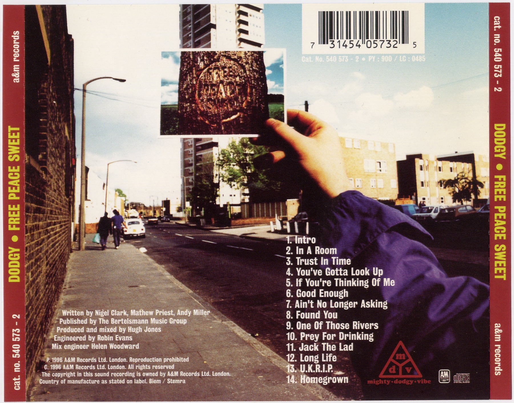 Free Peace Sweet — Dodgy back cover