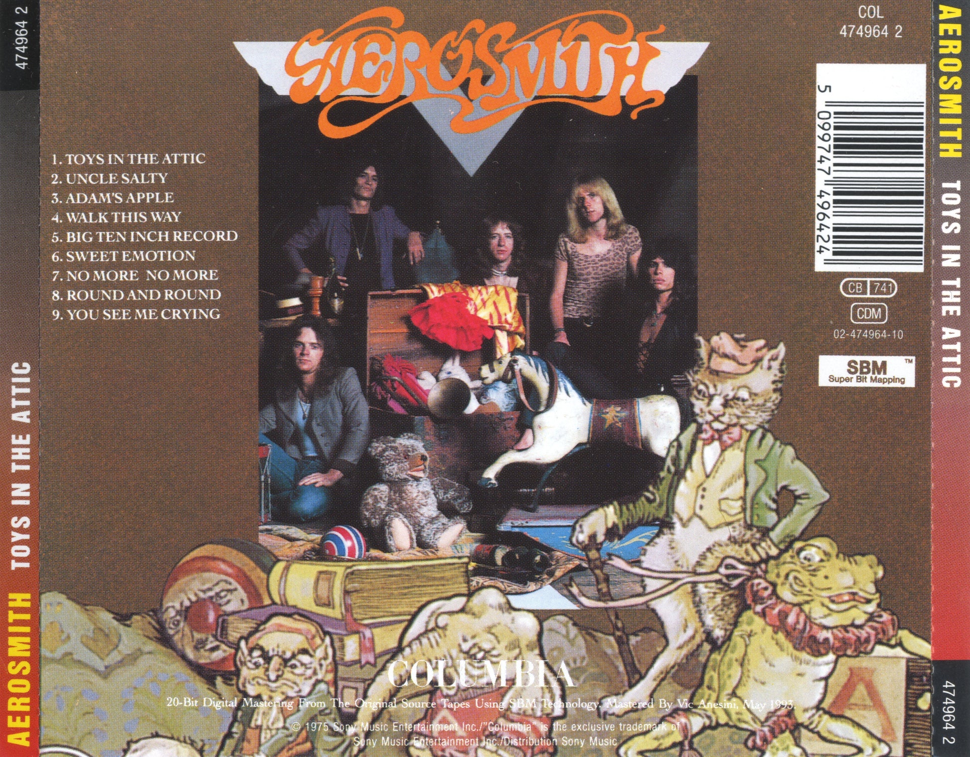 Toys in the Attic — Aerosmith back cover