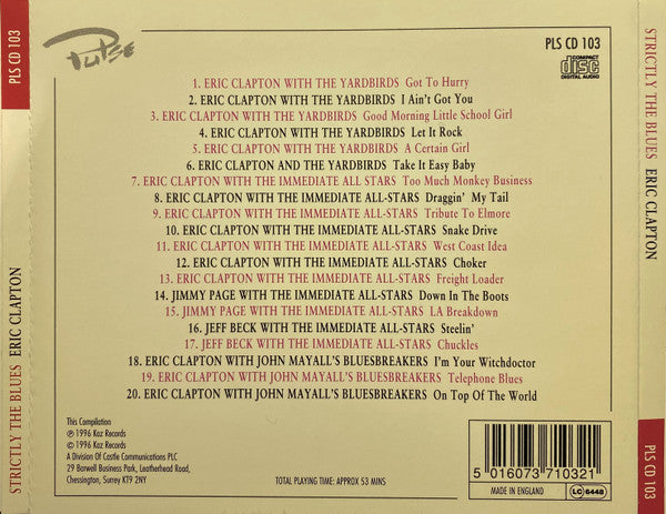 Strictly the Blues — Eric Clapton/The Yardbirds back cover