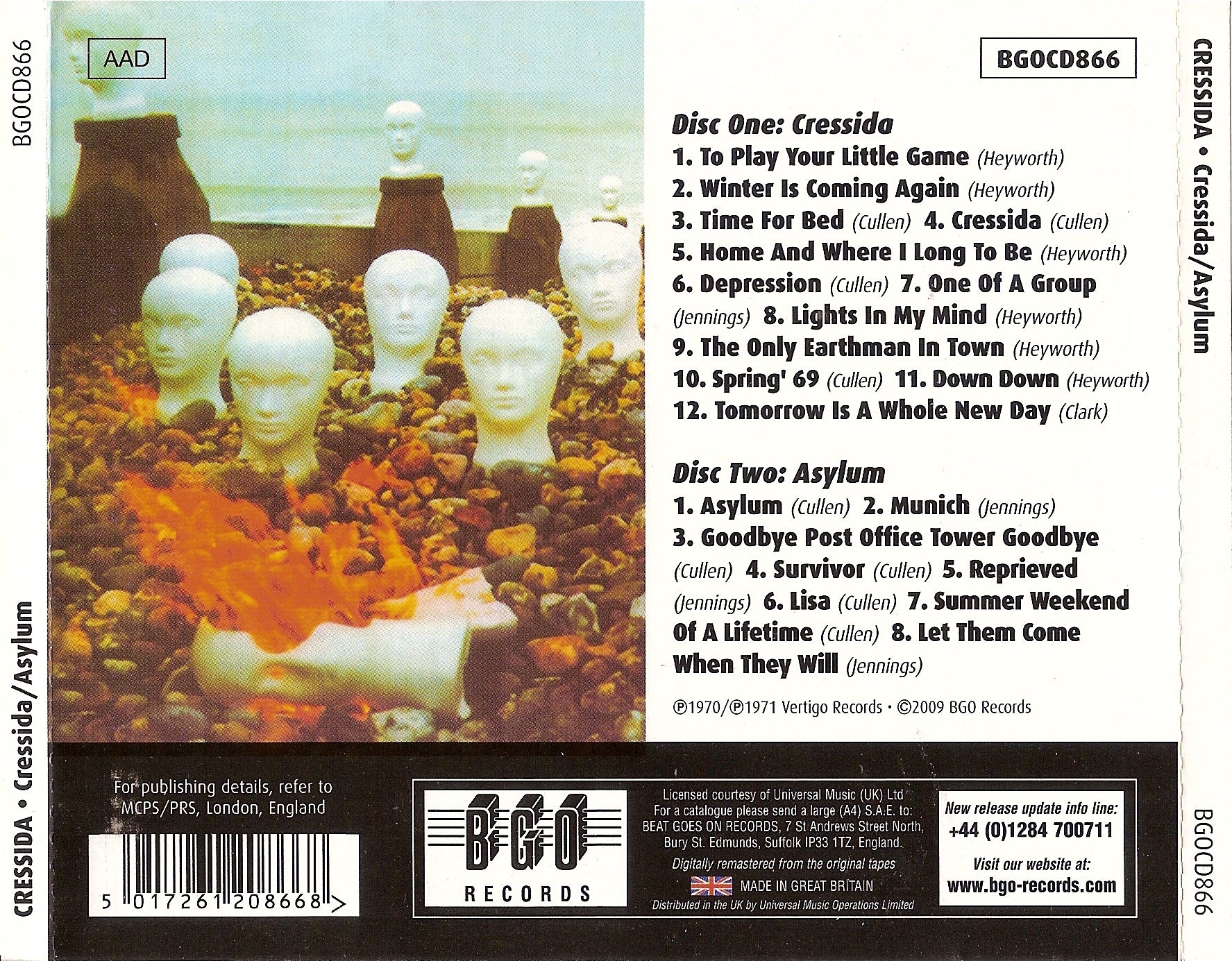 Asylum — Cressida back cover