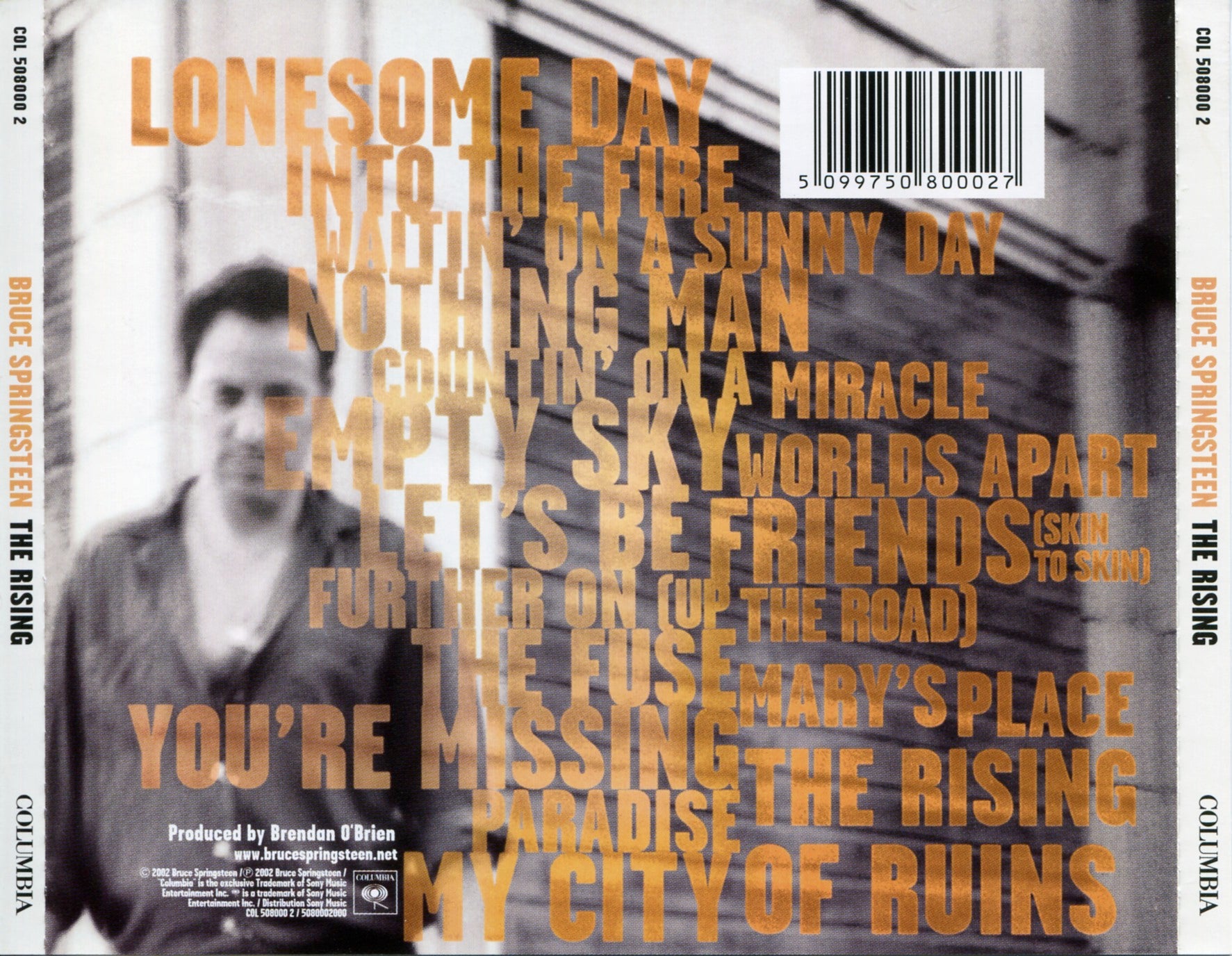 The Rising — Bruce Springsteen back cover