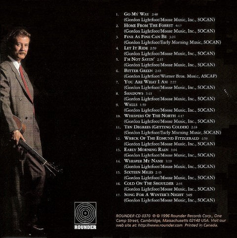 Shadows â€” Gordon Lightfoot back cover