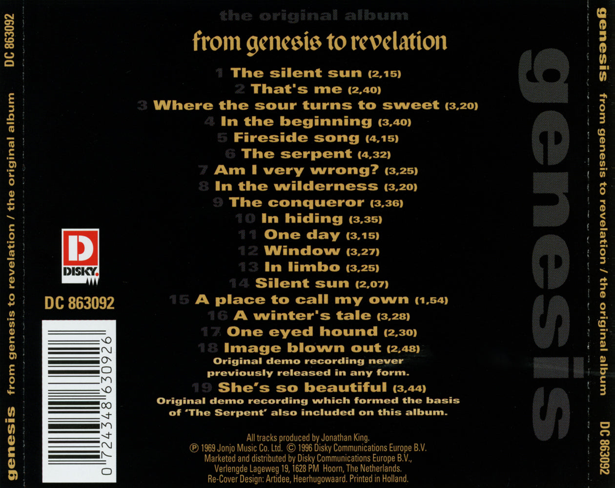 From Genesis To Revelation — Genesis back cover